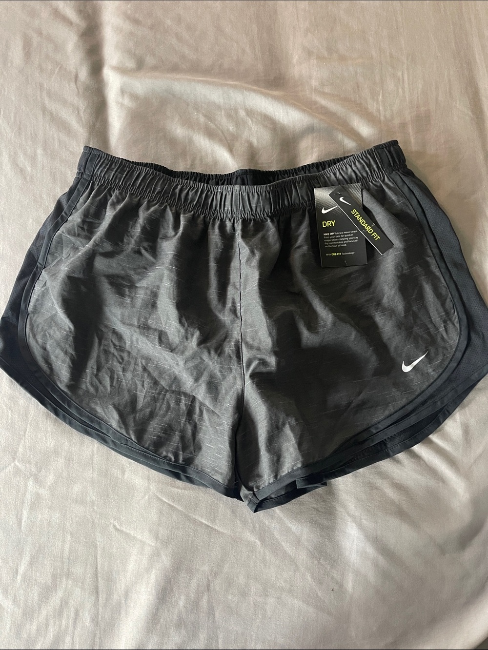 Nike Women’s Black Athletic Dri-FIT Shorts with White Swoosh